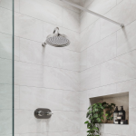 Chrome Single Outlet Thermostatic Mixer Shower with Round Wall Mounted Shower Head - Camden