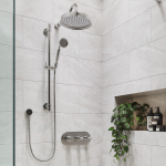 Chrome Dual Outlet Thermostatic Mixer Shower with Round Wall Mounted Shower Head and Handset - Camden