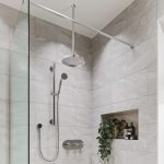 Chrome Dual Outlet Thermostatic Mixer Shower with Round Ceiling Mounted Shower Head and Handset - Camden