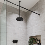 Black Single Outlet Thermostatic Mixer Shower with Round Ceiling Mounted Shower Head - Camden