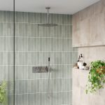Chrome Dual Outlet Thermostatic Mixer Shower with Round Ceiling Mounted Head & Pencil Handset- Flow