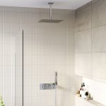 Chrome Dual Outlet Thermostatic Mixer Shower with Square Ceiling Mounted Shower Head and Handset - Cube