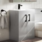600 mm Grey Freestanding Vanity Unit with Basin and Black Handle - Ashford
