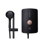 Triton Amala Metallic 8.5kW Black Electric Shower with Brushed Copper Push Button